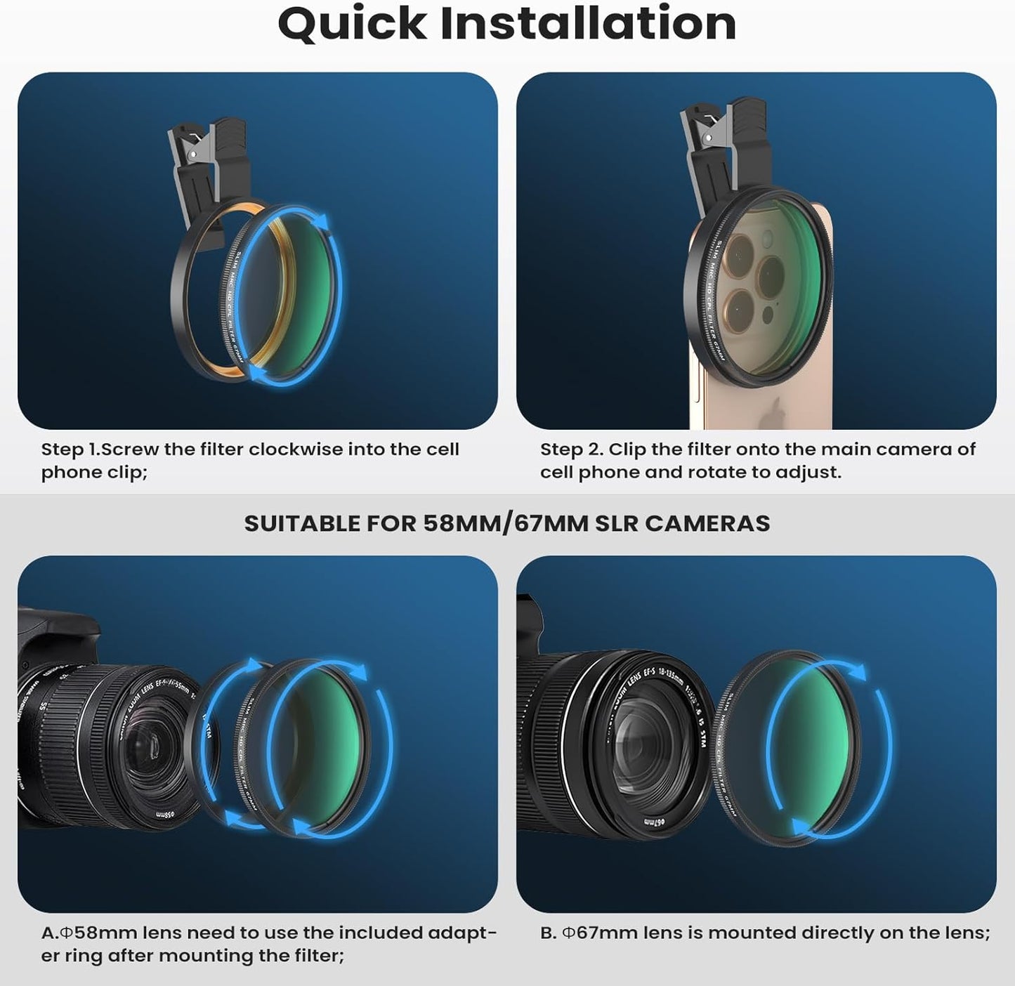 Anti-Glare Mobile Phone CPL Lens – Clear Photos & Reduced Reflections