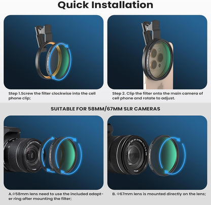 Anti-Glare Mobile Phone CPL Lens – Clear Photos & Reduced Reflections