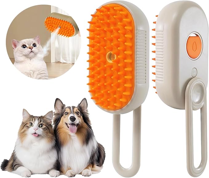 Steam Pet Grooming Brush – Detangling & Shedding Care